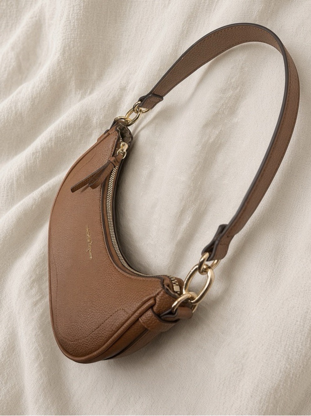 Nanette Lepore Brown Crescent Leather Shoulder Bag - Picture 3 of 7